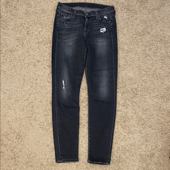 7 for all mankind Skinny Slim Illusion Washed Black Stretch Denim Jeans 25 NWOT